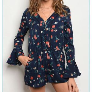 NWT Blue Floral Romper